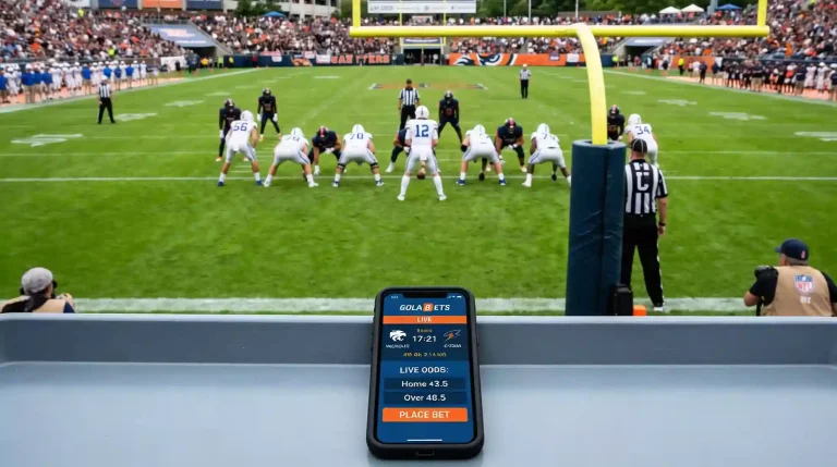 NFL game in progress with betting odds displayed on a mobile screen