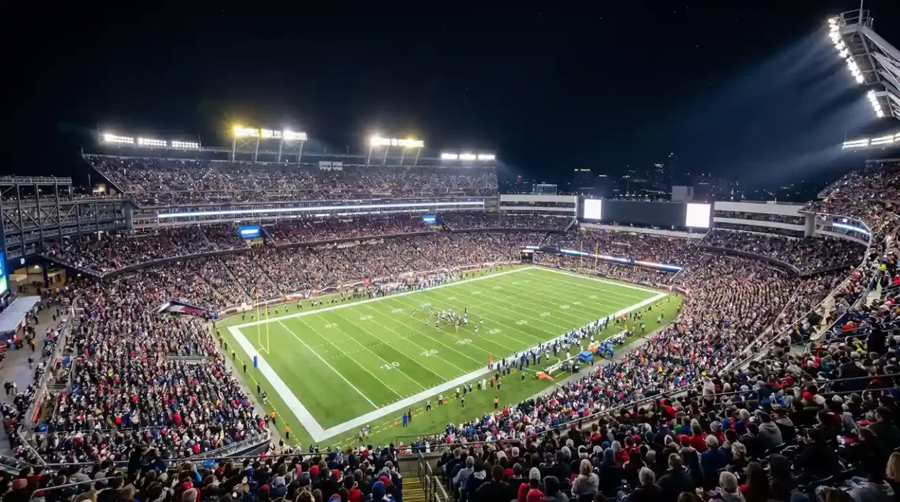NFL stadium lit up under lights for a primetime Sunday Night Football broadcast